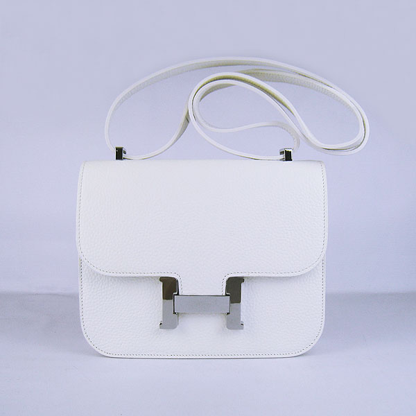 7A Hermes Oxhide Leather Message Bag White H017 - Click Image to Close